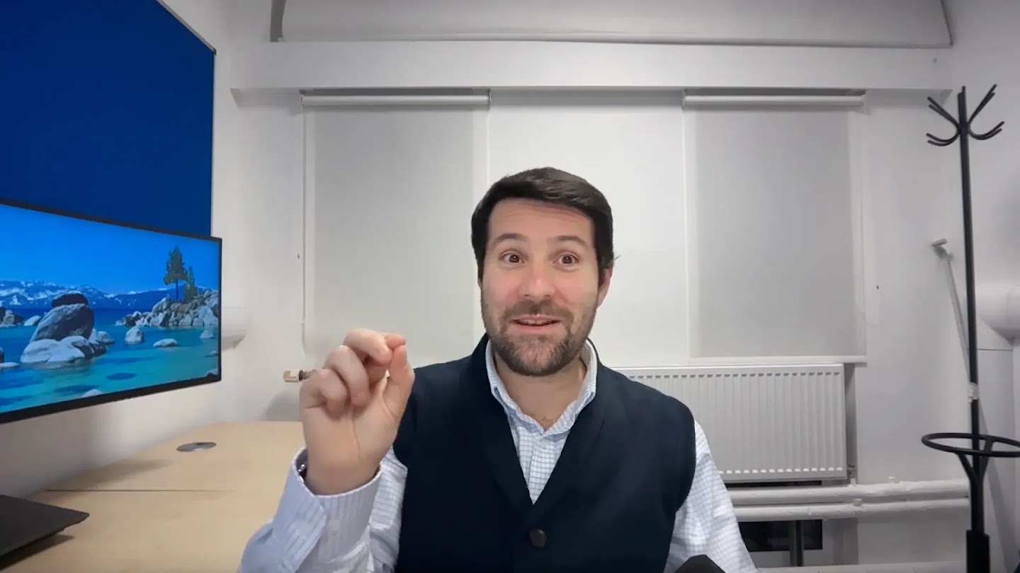 Professor Filippo Menolascina of the University of Edinburgh speaking during a video presentation.