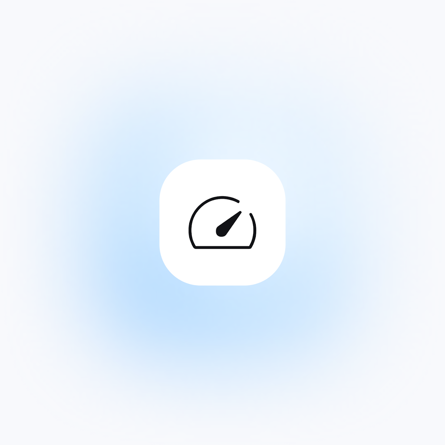 A minimalist speedometer icon representing low-latency performance.