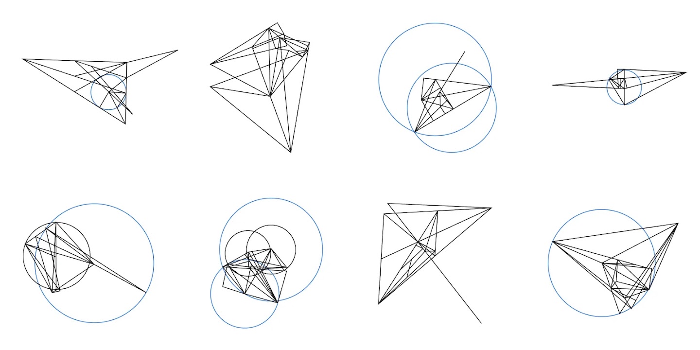 Visual representations of the synthetic data generated by AlphaGeometry.