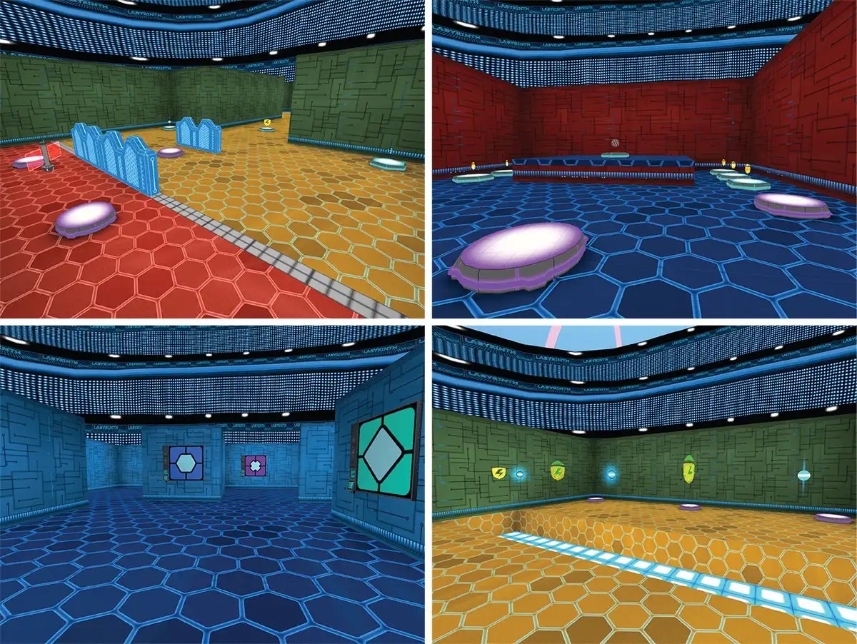 Samples of 3D environments the agent was exposed to.